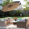 Costway 10' Hanging Umbrella Patio Sun Shade Offset Garden Market W/ T Cross Base Tan